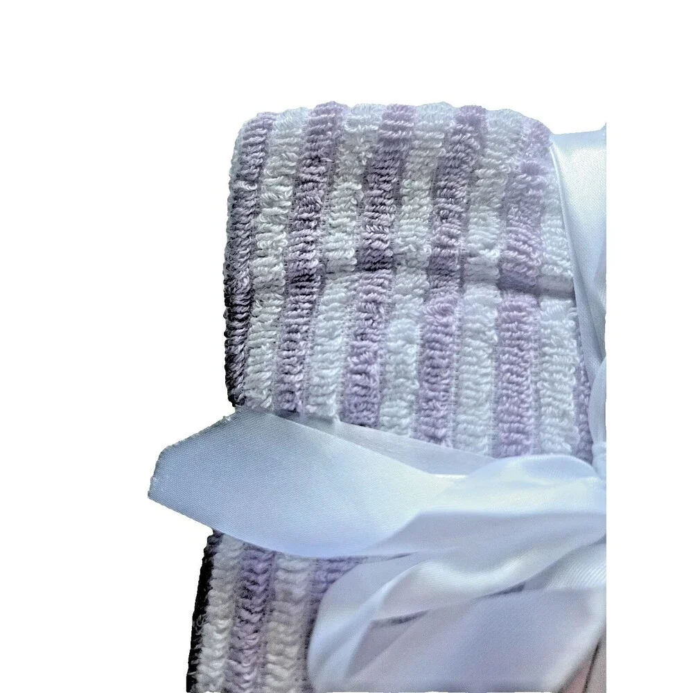 Cupcakes and Cashmere Washcloths Set of 4 Lavender Stripe Facecloths 100% Cotton
